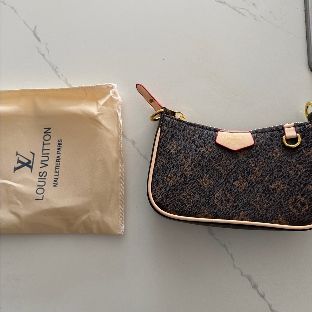 Louis Vuitton Monogram Mini Bag in Brown with Light Pink Trim